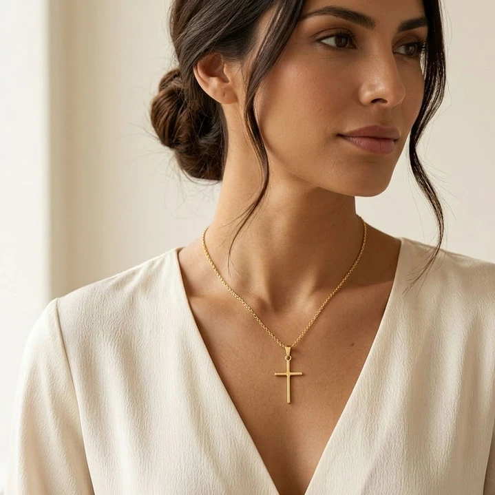 Colgante de Oro Miel 18kt Cruz Lisa 4