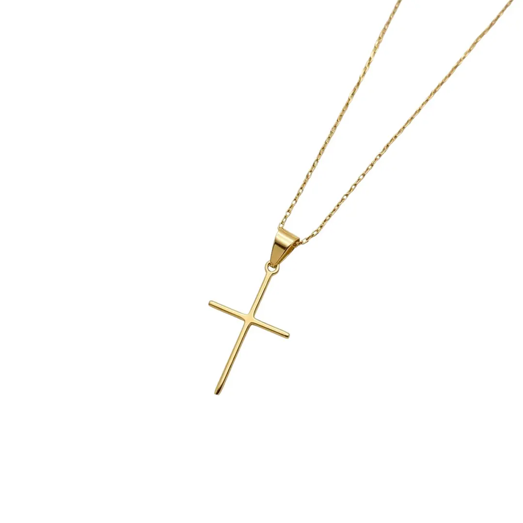Colgante de Oro Miel 18kt Cruz Relieve 15X25mm 2