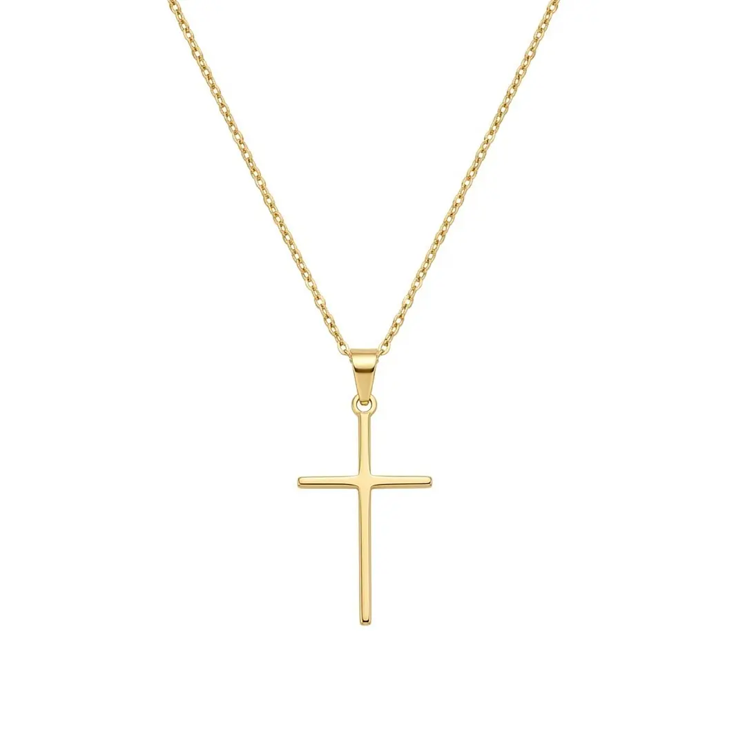 Colgante de Oro Miel 18kt Cruz Relieve 15X25mm 3