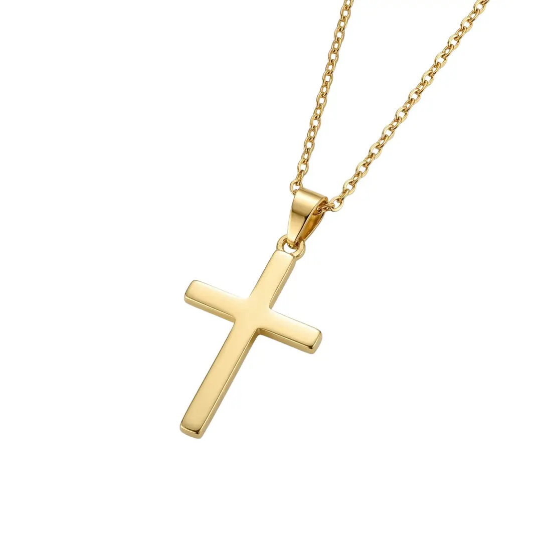 Colgante de Oro Miel 18kt Cruz Delgada 2