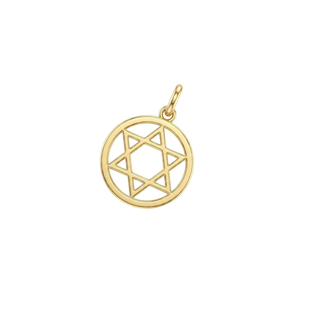 Colgante de Oro Miel 18kt Estrella David Contorno 1