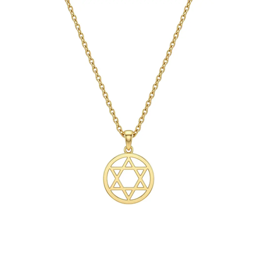 Colgante de Oro Miel 18kt Estrella David Contorno 3