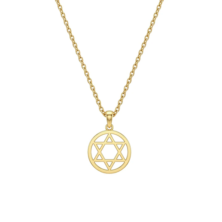 Colgante de Oro Miel 18kt Estrella David Contorno 3