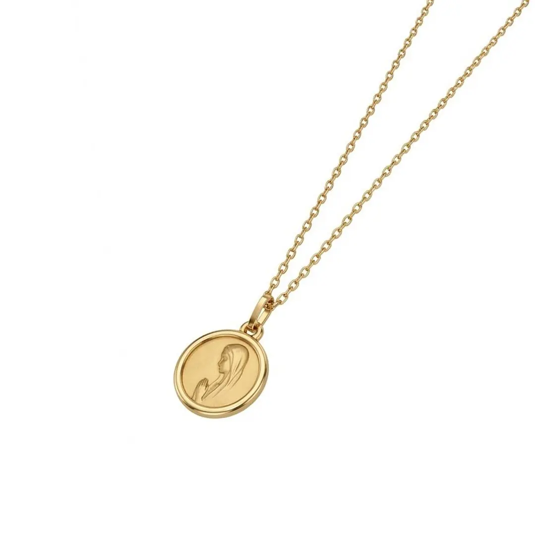 Colgante de Oro Miel 18kt Virgen Niña 12mm 2