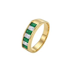 Anillo Oro Miel 18kt Esencia Esmeraldas y Circonitas