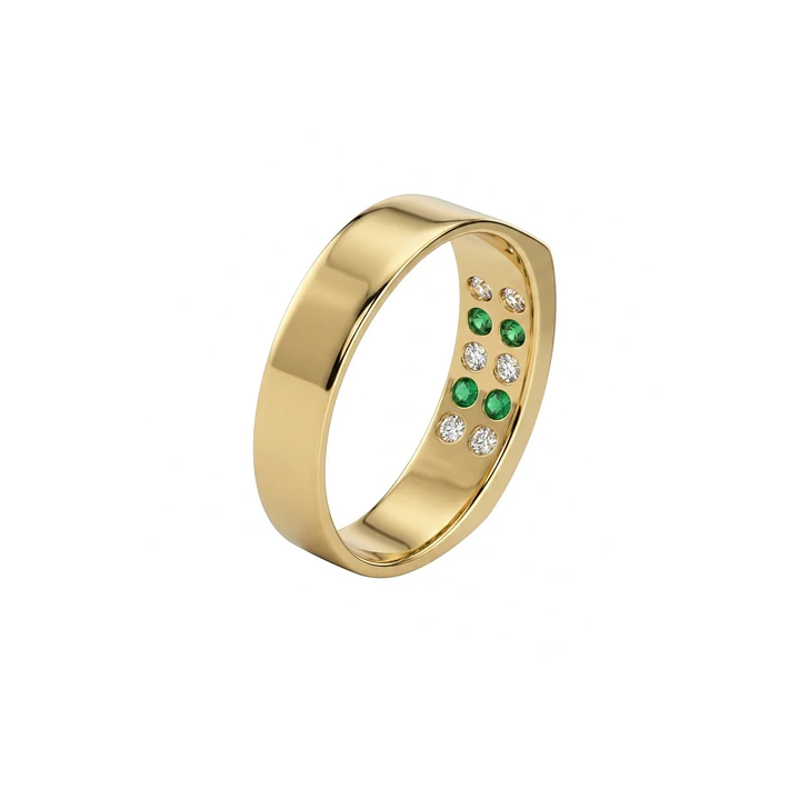 Anillo Oro Miel 18kt Esencia Esmeraldas y Circonitas 3