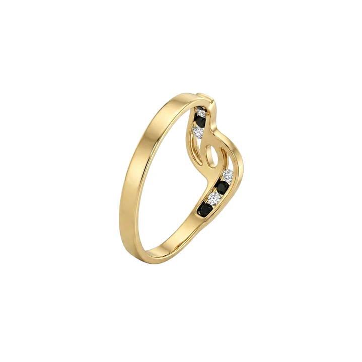 Anillo Oro Miel 18kt Vínculo con Ónix y Circonitas 3