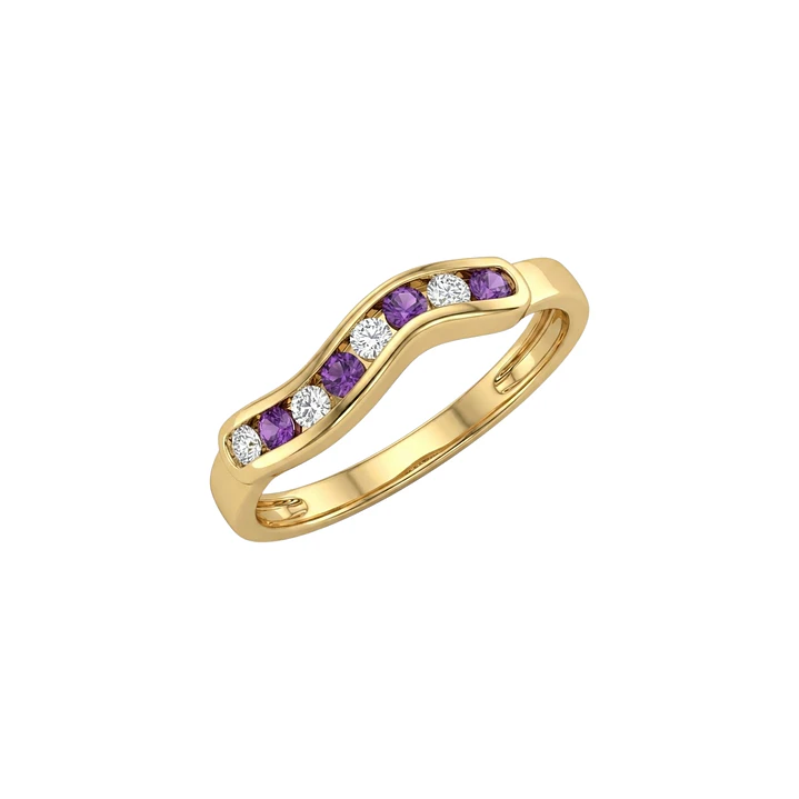 Anillo Oro Miel 18kt Brisa con Amatistas y Circonitas 2