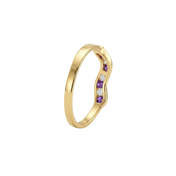 Anillo Oro Miel 18kt Brisa con Amatistas y Circonitas 3