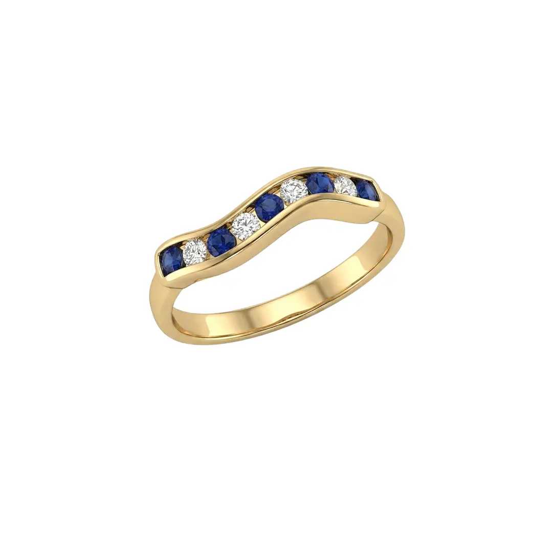 Anillo Oro Miel 18kt Brisa con Zafiros y Circonitas 2