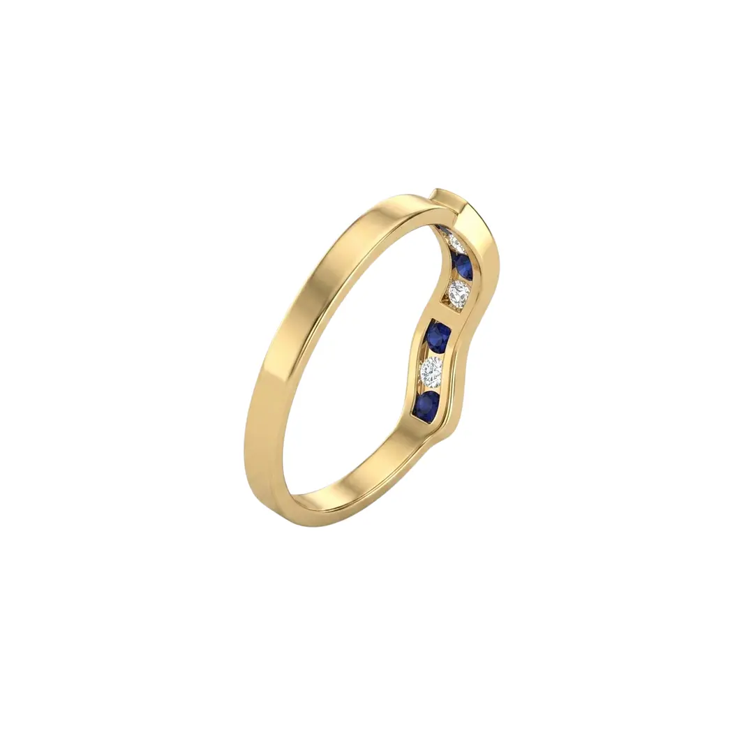 Anillo Oro Miel 18kt Brisa con Zafiros y Circonitas 3
