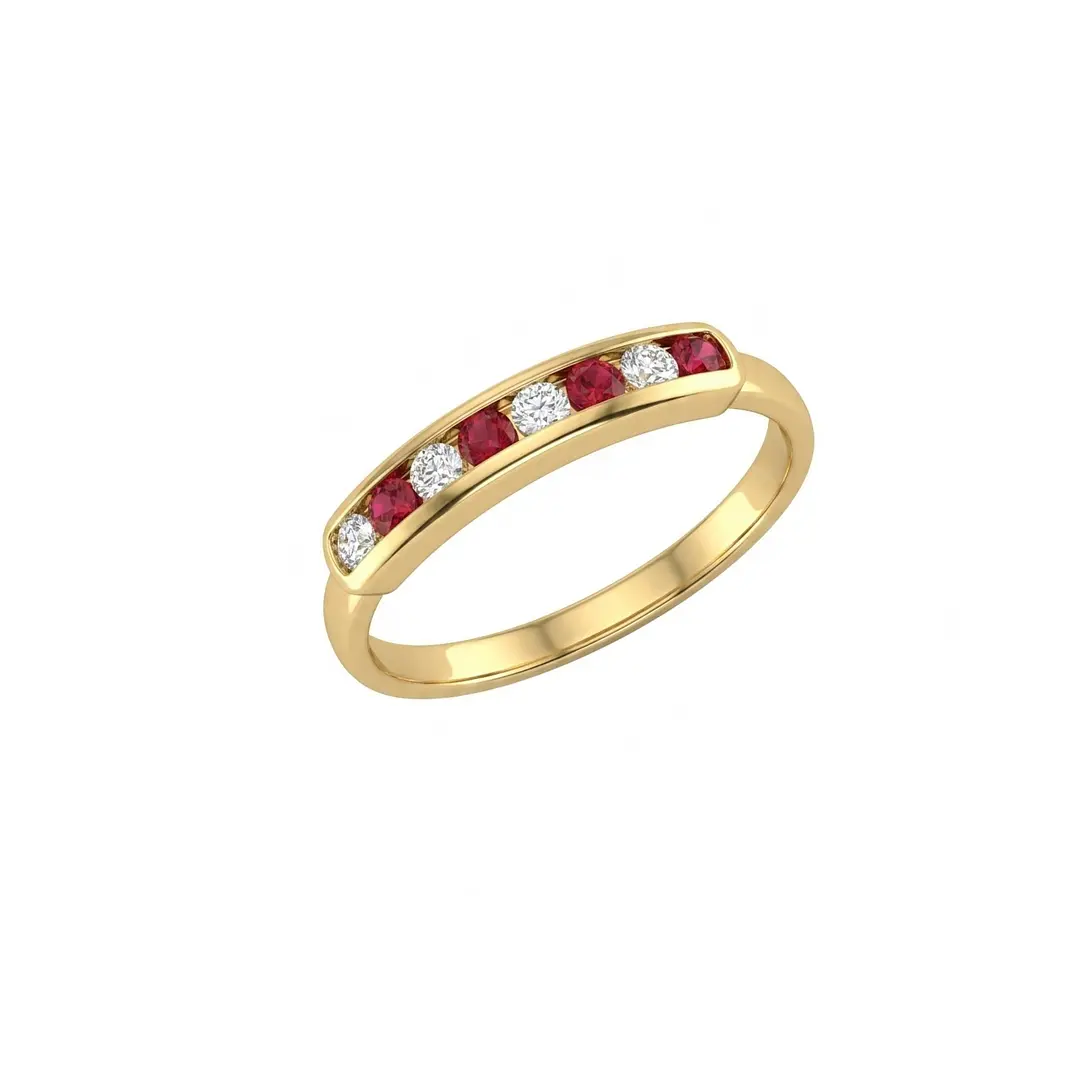 Anillo Oro Miel 18kt Armonía con Rubíes y Circonitas 2