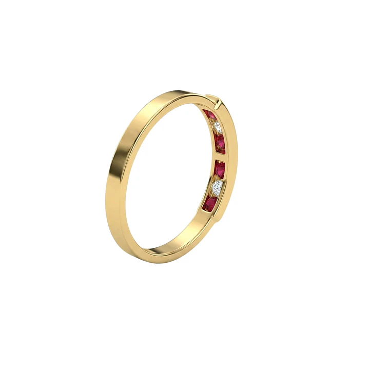 Anillo Oro Miel 18kt Armonía con Rubíes y Circonitas 3