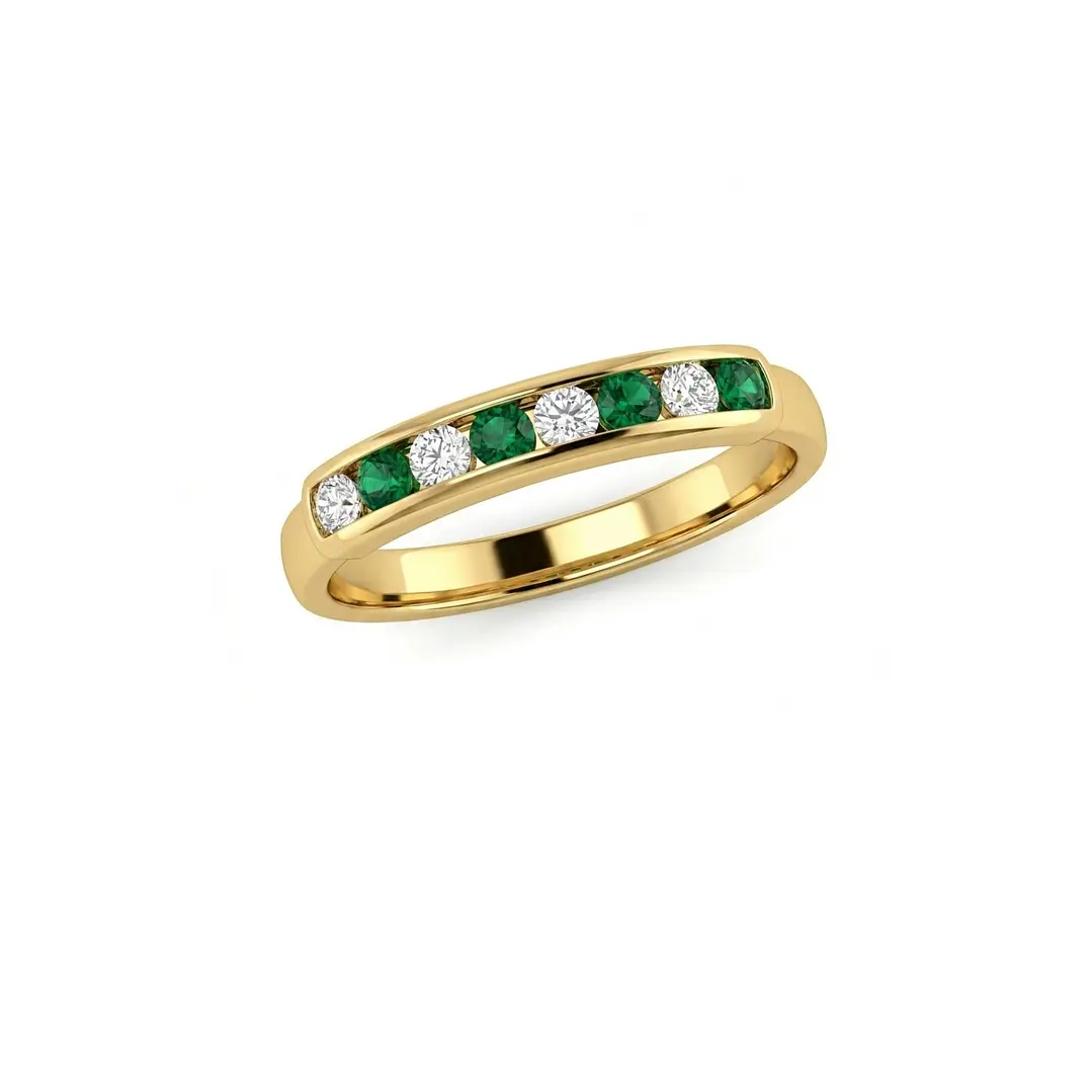 Anillo Oro Miel 18kt Armonía con Esmeraldinas y Circonitas 2