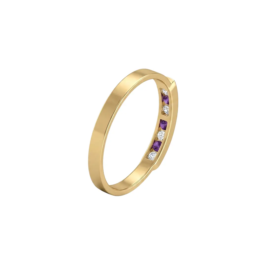 Anillo Oro Miel 18kt Armonía con Amatistas y Circonitas 3