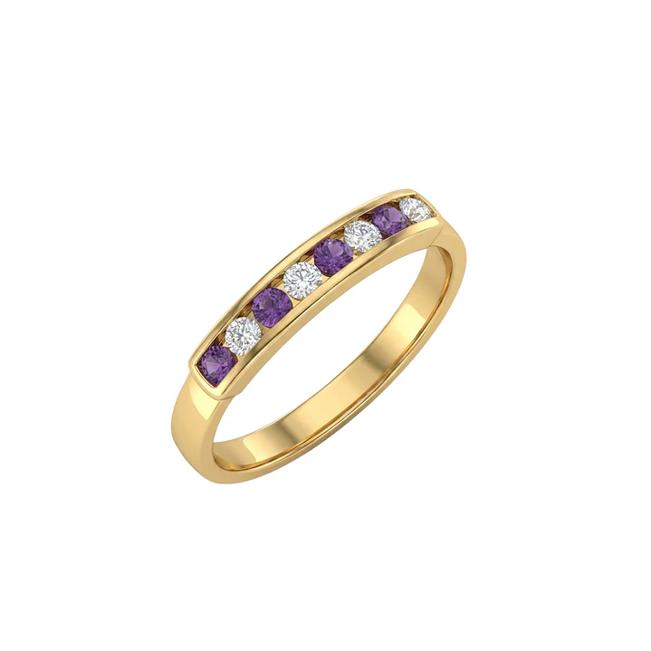 Anillo Oro Miel 18kt Armonía con Amatistas y Circonitas 2