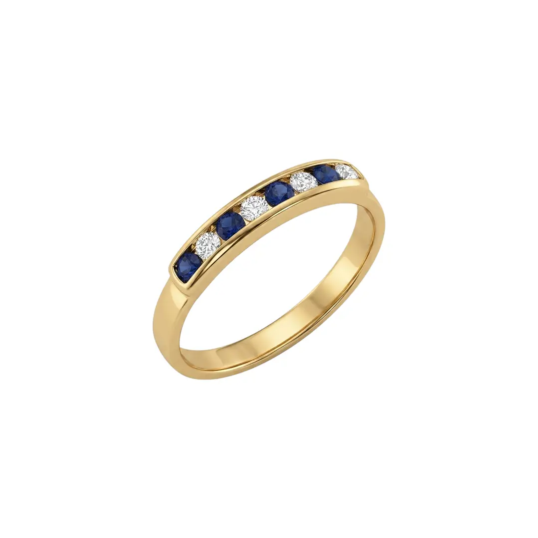 Anillo Oro Miel 18kt Armonía con Zafiros y Circonitas 2