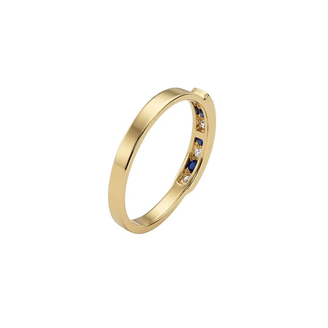 Anillo Oro Miel 18kt Armonía con Zafiros y Circonitas 3