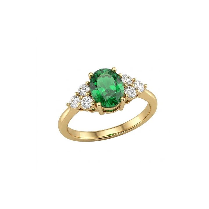 Anillo Oro Miel 18kt Imperial con Esmeraldina y Circonitas 2