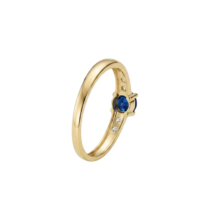 Anillo Oro Miel 18kt Eclipse con Zafiro y Circonitas 3