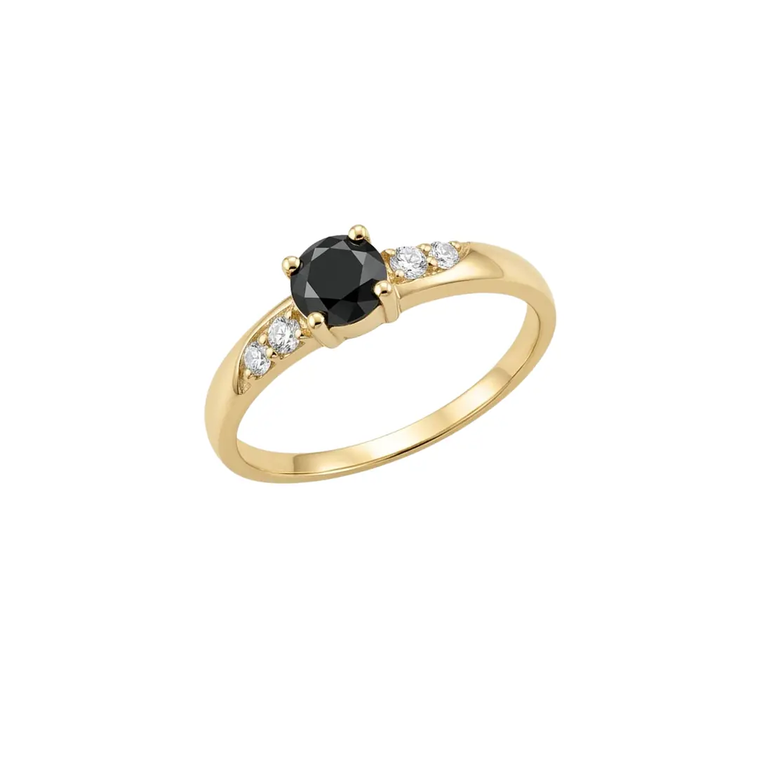 Anillo Oro Miel 18kt Eclipse con Ónix y Circonitas 2