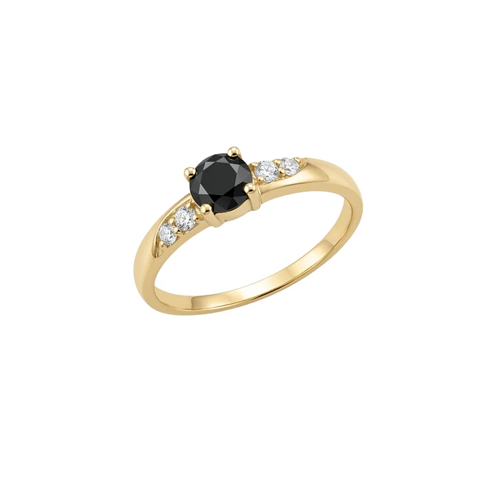 Anillo Oro Miel 18kt Eclipse con Ónix y Circonitas 2