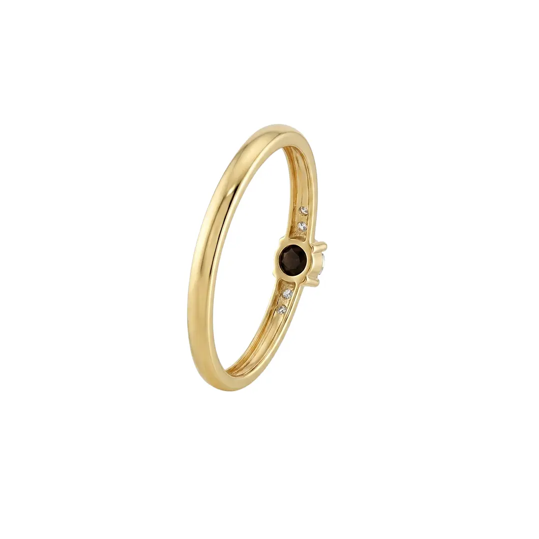 Anillo Oro Miel 18kt Eclipse con Ónix y Circonitas 3
