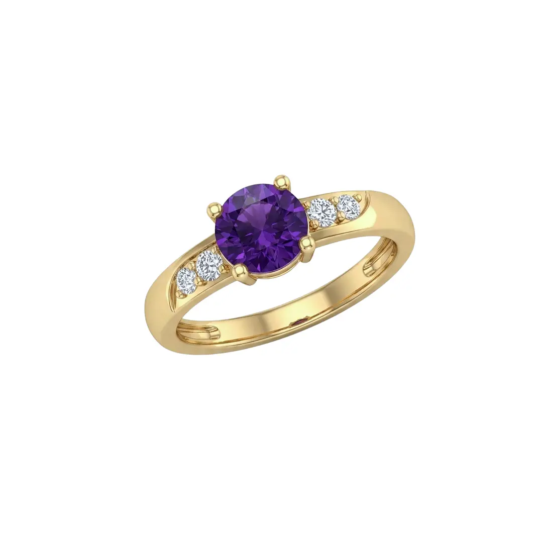 Anillo Oro Miel 18kt Eclipse con Amatista y Circonitas 2