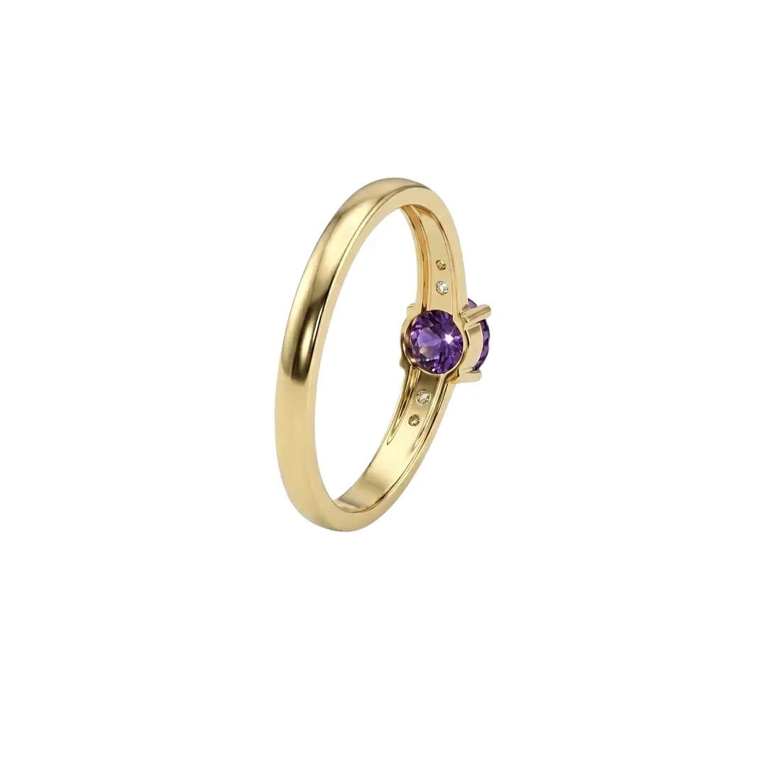 Anillo Oro Miel 18kt Eclipse con Amatista y Circonitas 3