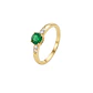 Anillo Oro Miel 18kt Solitario con Esmeraldina y Circonitas - Miniatura 1