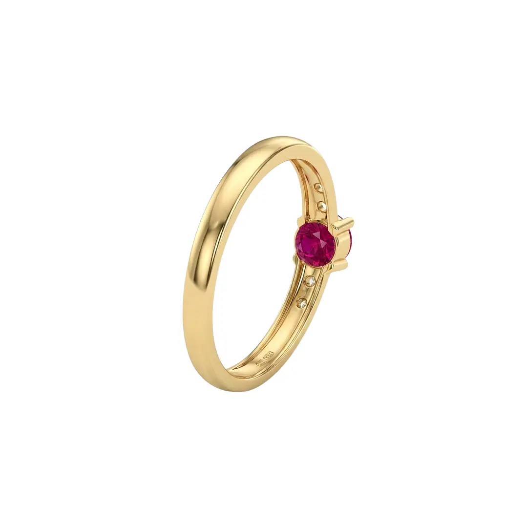 Anillo Oro Miel 18kt Eclipse con Rubí y Circonitas 3