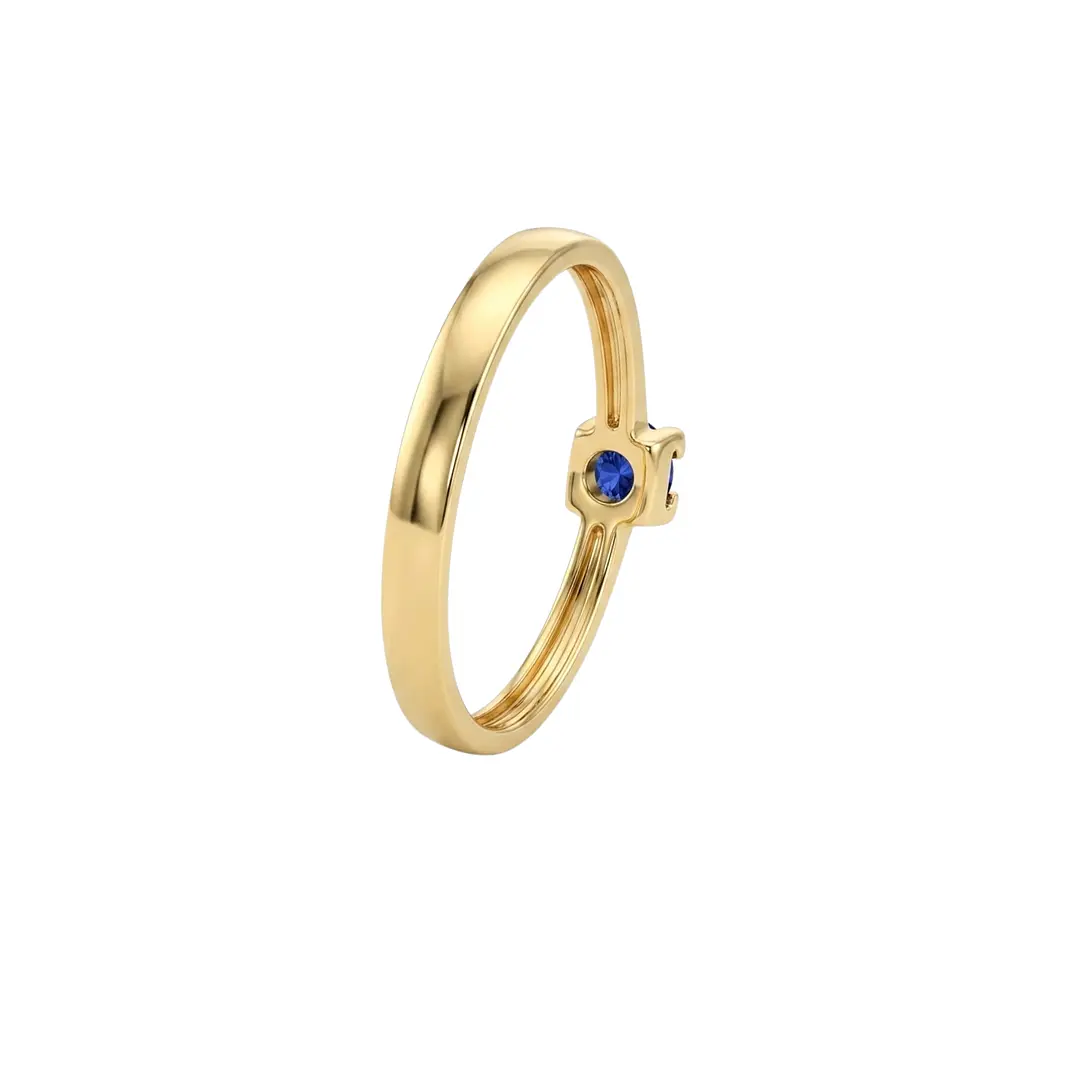 Anillo Oro Miel 18kt Solitario Cuadrado con Zafiro 3