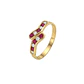Anillo Oro Miel 18kt Ondas con Circonitas Rubí - Miniatura 1