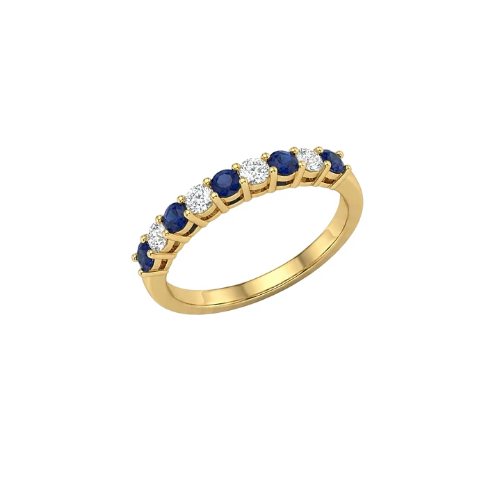 Anillo Oro Miel 18kt Media Alianza con Circonitas Zafiro 2
