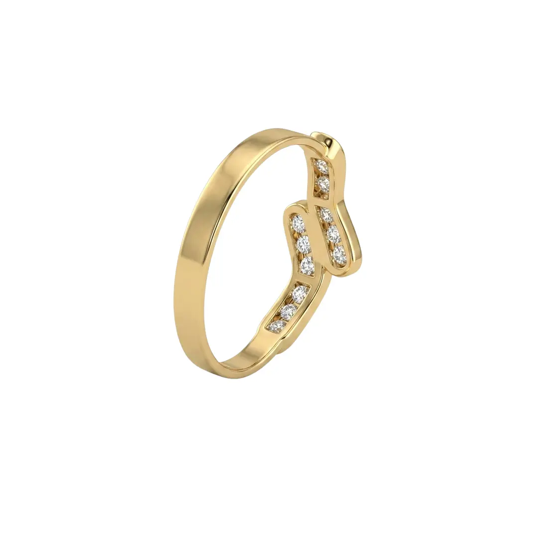 Anillo Oro Miel 18kt Doble Línea con Circonitas 3