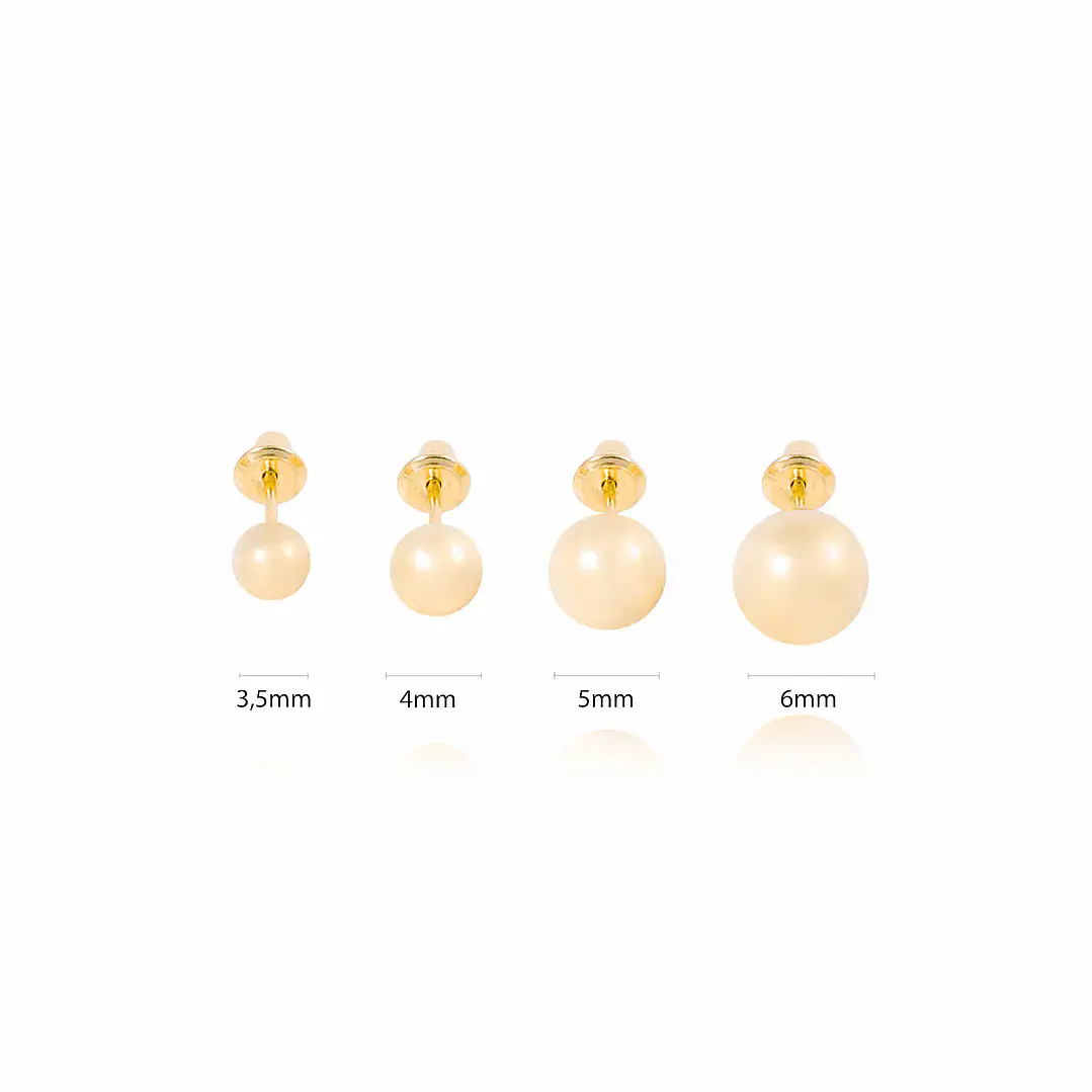 Aros de Oro 18 kt  Pelotita 3,5mm Tornillo tope 5