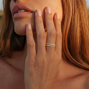 Anillo Compromiso de Oro 18Kt Centro Calado Circonita