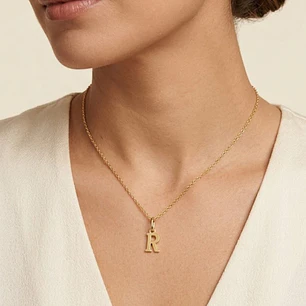 Colgante Inicial R Magnífica Oro Miel 18kt
