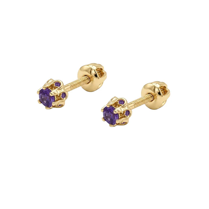 Aros Oro Miel 18kt con Amatista 2,5 mm 1