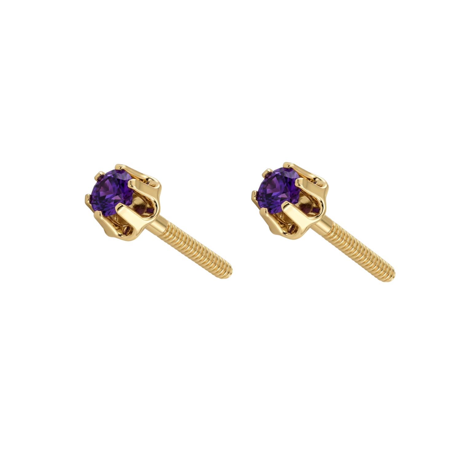Aros Oro Miel 18kt con Amatista 2,5 mm 3