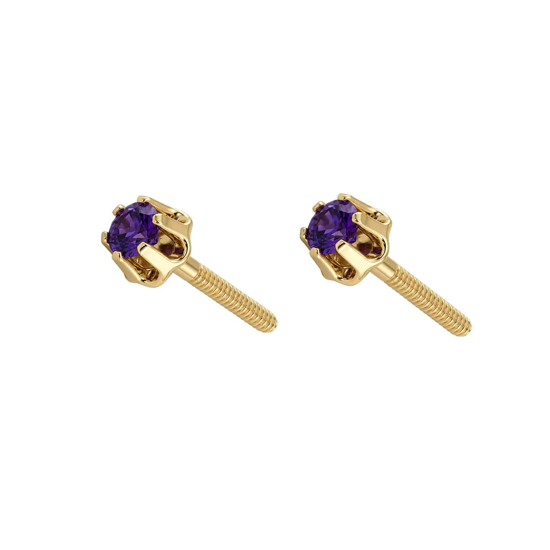 Aros Oro Miel 18kt con Amatista 2,5 mm 3