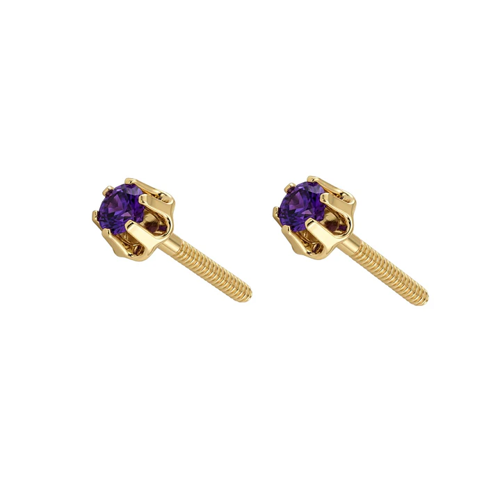 Aros Oro Miel 18kt con Amatista 2,5 mm 3