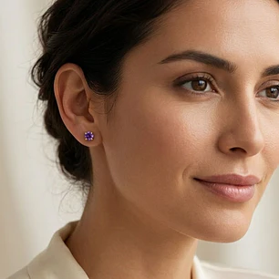 Aros Oro Miel 18kt con Amatista 2,5 mm