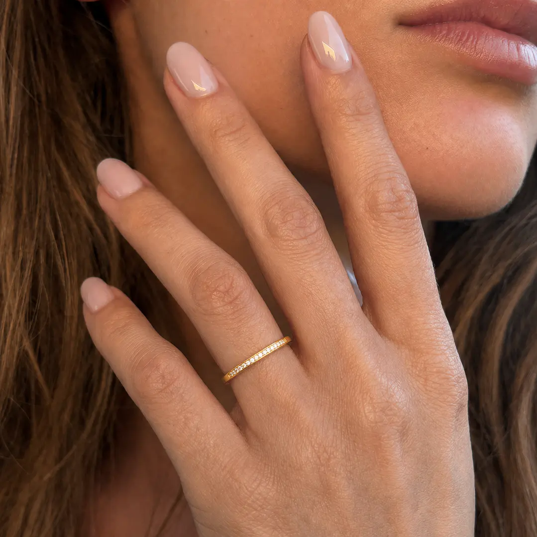 Anillo Compromiso de Oro 18Kt Riel Circonita Simple 5