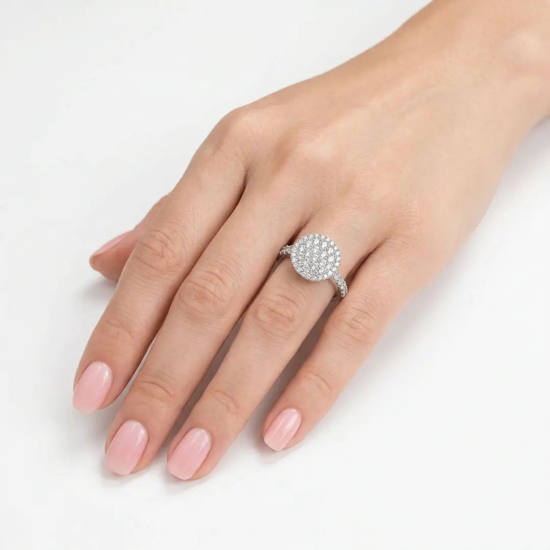 Anillo Oro Blanco 18kt Diamantes 1,74 Qts Halo 3
