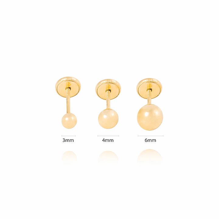 Aros de Oro 9kt Bolita Solida 4mm 4