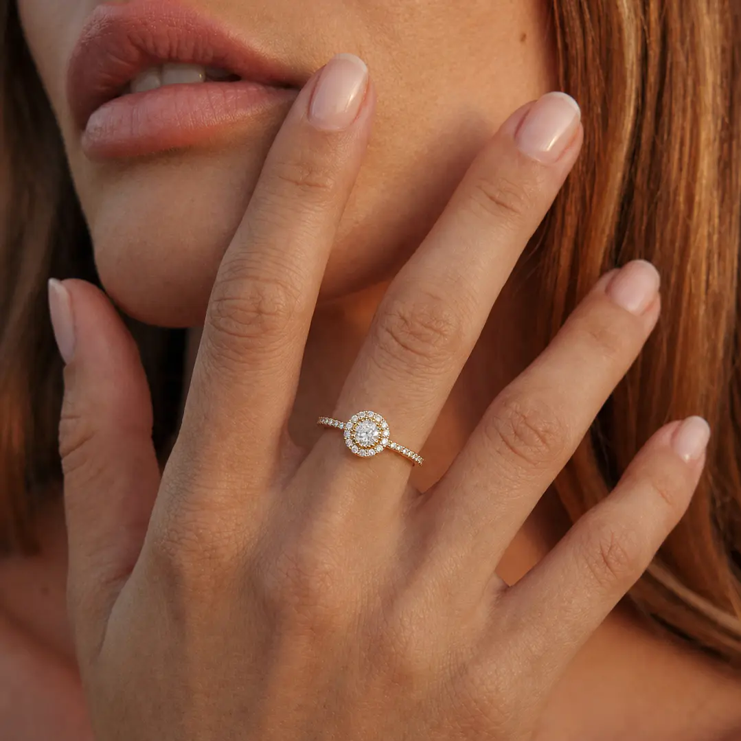 Anillo Compromiso de Oro 18Kt Circon Boton 4