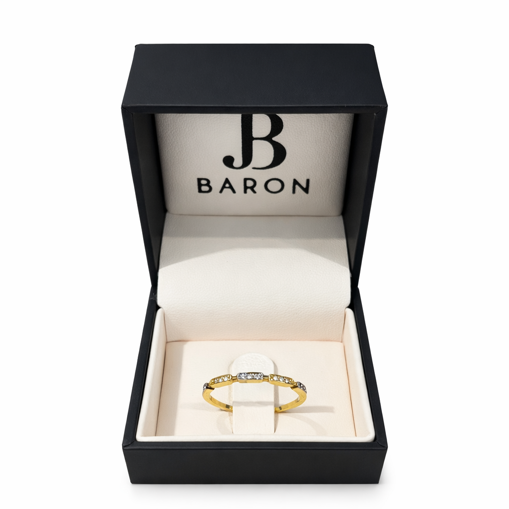 Anillo de Oro 18kt Circón Bicolor Espaciado 4