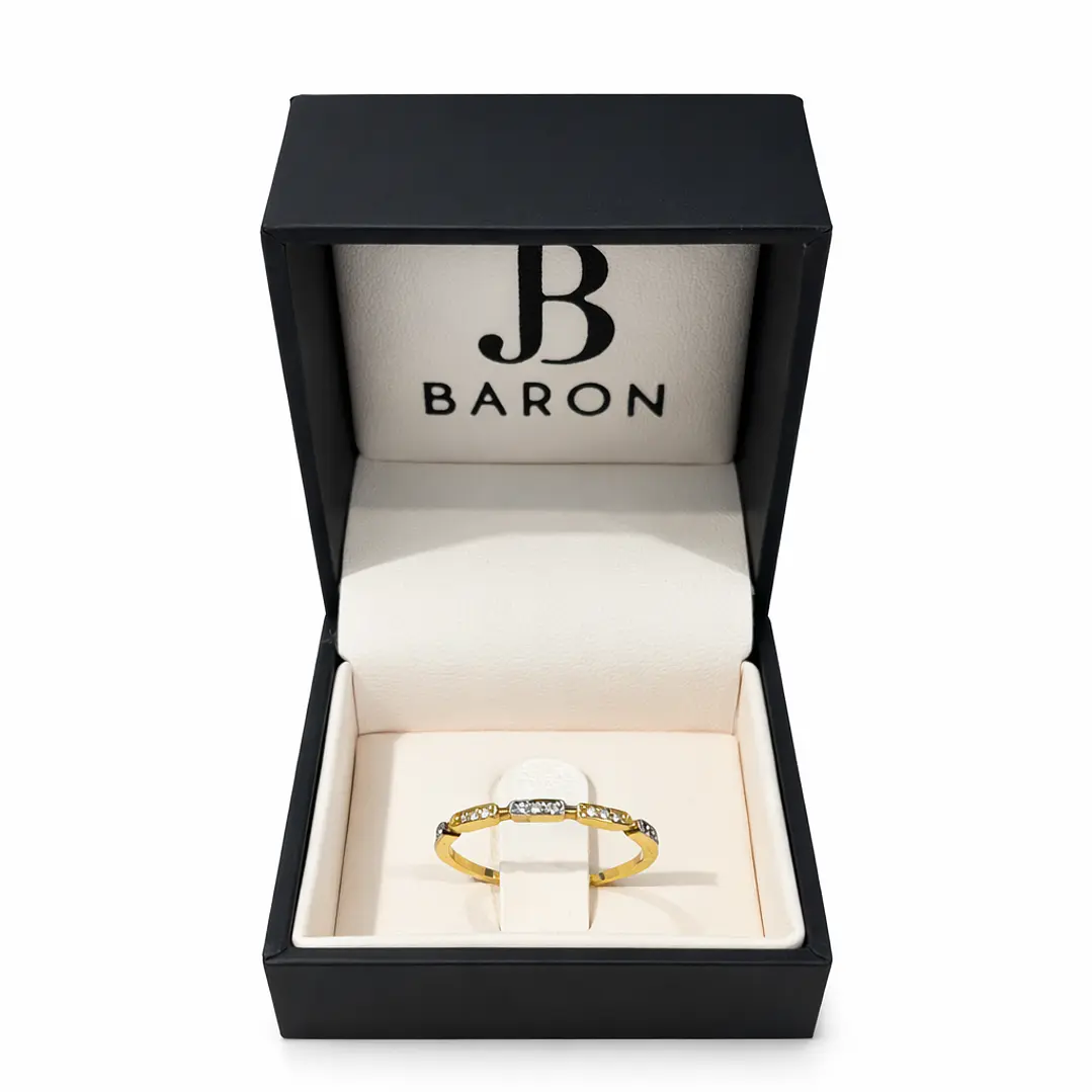 Anillo de Oro 18kt Circón Bicolor Espaciado 4