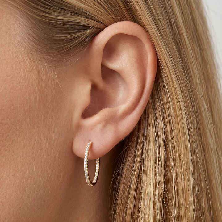 Aros Oro Blanco 18kt Diamantes 62Pts Argollas Grandes 3